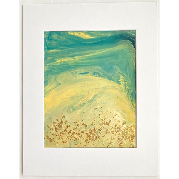 Ocean Breeze - Original Wall Art Mixed Media Painting 11"x14" Matted Decor - Picture 4 of 7